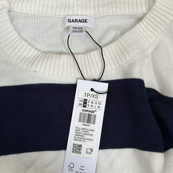 GARAGE SWEATER. BLUE AND WHITE STRIPES. SIZE XS. - Picture 4 of 4